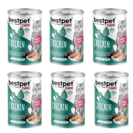 Bestpet Care Hairball Control Tavuklu Kedi Konservesi 400 gr 6'lı Paket