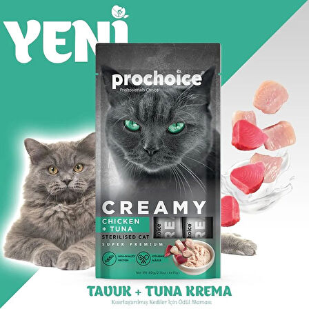 Prochoice Tavuklu Ton Balıklı Kısır Kedi Kreması 4x15 Gr