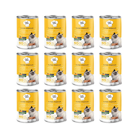 Chefs Choice  Tahılsız  Tavuklu ve Bal Kabaklı Yetişkin Kedi Konservesi 400 Gr (12 Adet)