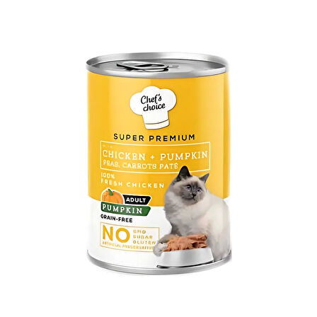 Chefs Choice  Tahılsız  Tavuklu ve Bal Kabaklı Yetişkin Kedi Konservesi 400 Gr (12 Adet)