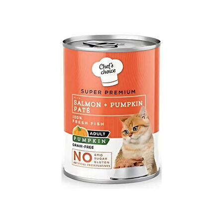 Chefs Choice  Tahılsız  Somonlu ve Bal Kabaklı Yetişkin Kedi Konservesi 400 Gr (12 Adet)