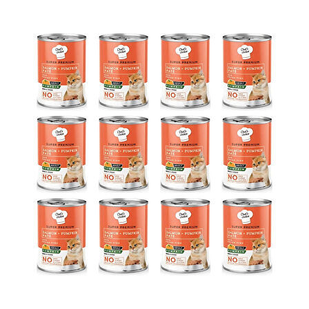 Chefs Choice  Tahılsız  Somonlu ve Bal Kabaklı Yetişkin Kedi Konservesi 400 Gr (12 Adet)