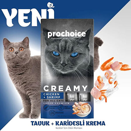 Prochoice Tavuklu ve Karidesli Kedi Kreması 4x15 Gr