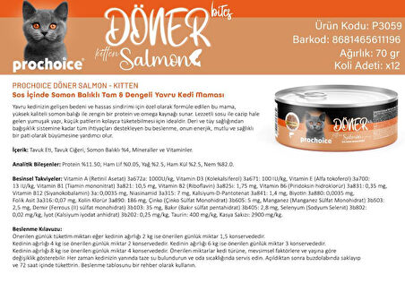 Prochoice Döner Bites Somonlu Yavru Kedi Konservesi 70 GR
