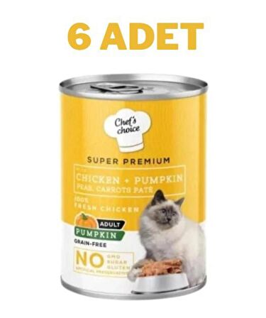 Chefs Choice Tavuklu Balkabaklı Pate Kedi Konservesi 6x400 Gr