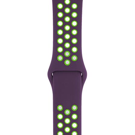 Apple Watch Uyumlu 38-40mm Silikon Kayış - Mor/Yeşil 