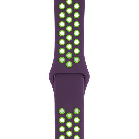 Apple Watch Uyumlu 38-40mm Silikon Kayış - Mor/Yeşil 