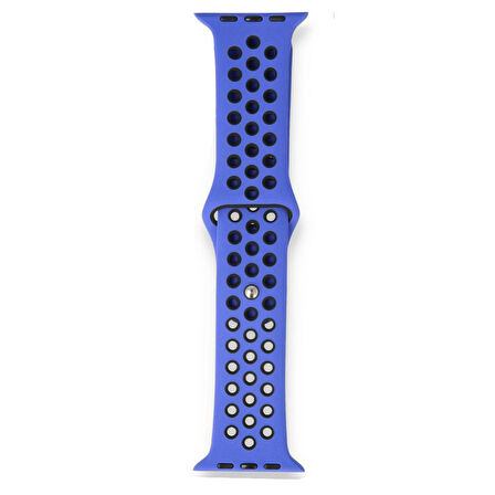 Apple Watch 42-44mm Silikon Kayış - Mavi/Siyah