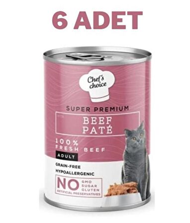 Chefs Choice Beef Biftekli Pate Kedi Konservesi 6x400 Gr