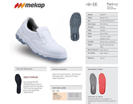 Mekap Medley Loder 060 S2 SRC Microfiber Deri Beyaz Çelik Burun İş Ayakkabısı