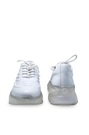 Şeffaf Kalın Tabanlı Kabartmalı Gerçek Hakiki Deri Beyaz Kadın Sneakers