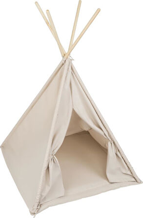 TommyBaby Çocuk Kızılderili Oyun Çadırı Ahşap Direkli Geniş Oyun Çadırı ve Minderli Ev & Bahçe Oyun Alanı Minderli