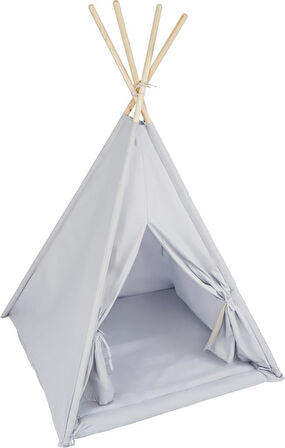 TommyBaby Çocuk Kızılderili Oyun Çadırı Ahşap Direkli Geniş Oyun Çadırı ve Minderli Ev & Bahçe Oyun Alanı Minderli