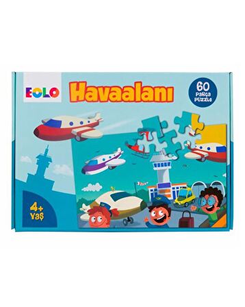 Eolo Sevimli Mahalle ve Havaalanı 4+ Yaş Orta Boy Puzzle 60 - 96 Parça