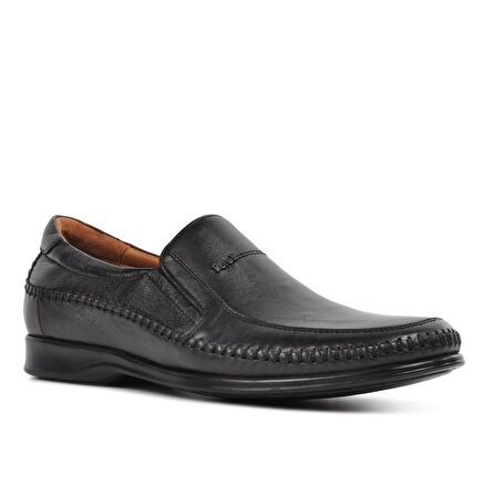 Forelli 10601 Siyah Hakiki Deri Erkek Slip On Ayakkabı