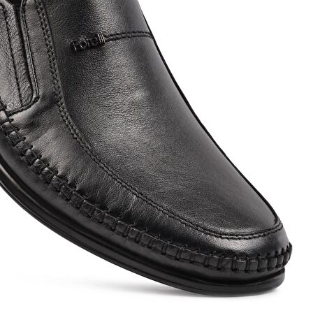 Forelli 10601 Siyah Hakiki Deri Erkek Slip On Ayakkabı