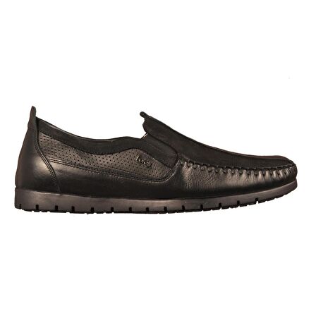 Forelli 35201 Siyah Erkek Slip On Hakiki Deri Ayakkabı