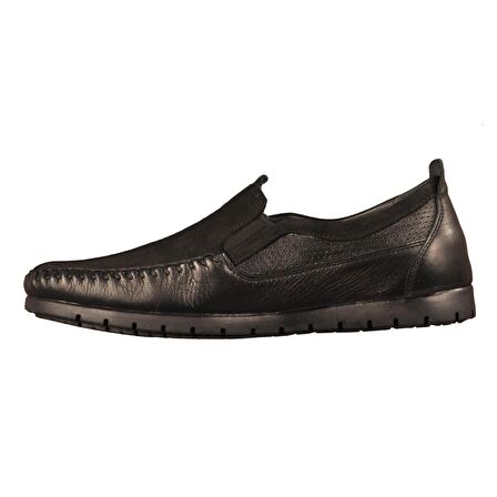 Forelli 35201 Siyah Erkek Slip On Hakiki Deri Ayakkabı