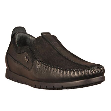 Forelli 35201 Siyah Erkek Slip On Hakiki Deri Ayakkabı