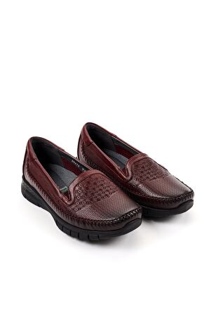 Forelli 29413-G Comfort Kadın Deri Ayakkabı Bordo
