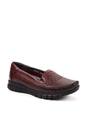 Forelli 29413-G Comfort Kadın Deri Ayakkabı Bordo