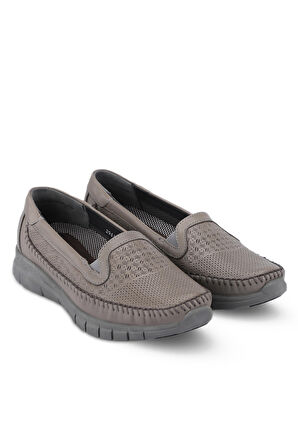 Forelli ETERNA-G Comfort Kadın Deri Ayakkabı Gri