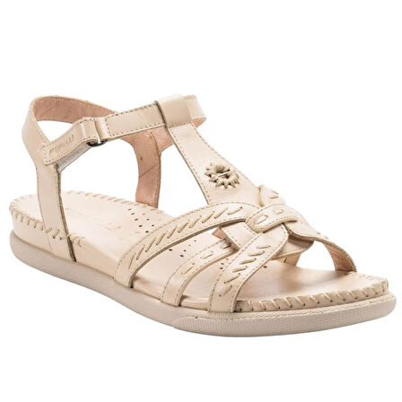 Forelli 22309 Lupin-G Bej Kadın Comfort Deri Sandalet