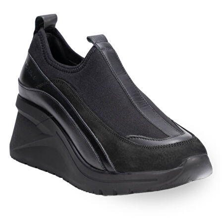 Forelli TANSU 27914-G Siyah Kadın Günlük Deri Comfort Ayakkabı