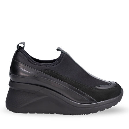 Forelli TANSU 27914-G Siyah Kadın Günlük Deri Comfort Ayakkabı