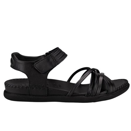 Forelli 22313 Sidney-G Siyah Kadın Comfort Deri Sandalet