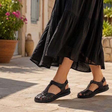 FORELLİ BONİTA-G KADIN DERİ COMFORT SANDALET SİYAH