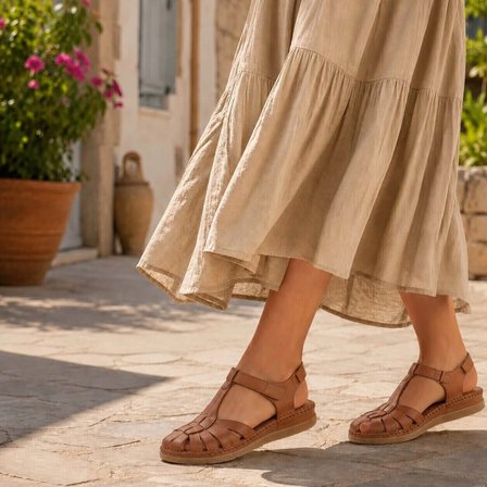 FORELLİ BONİTA-G KADIN DERİ COMFORT SANDALET TABA
