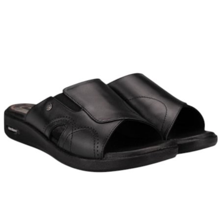 Forelli 13703-G Naye Siyah Kadın Comfort Deri Terlik