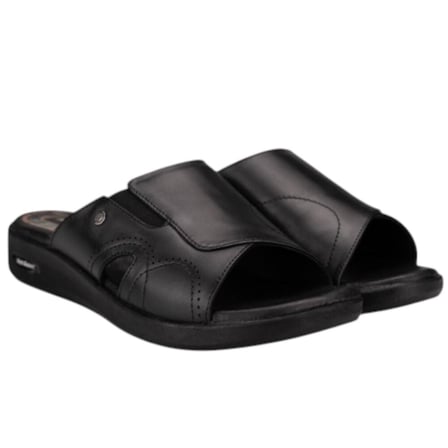 Forelli 13703-G Naye Siyah Kadın Comfort Deri Terlik