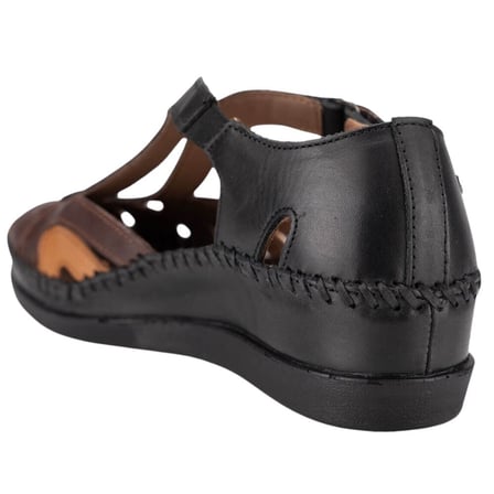 Forelli 22521 Sally-G Siyah/Taba Kadın Comfort Deri Sandalet