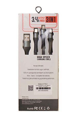  SWORD KABLO SW-3IN1M 3 ÇIKIŞLI 1 M GRAY