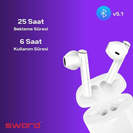 Sword Ninve SW-2110 Bluetooth Kulaklık Beyaz