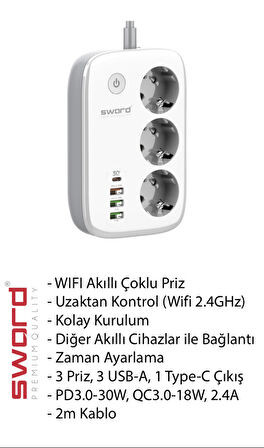 SWORD WI-FI AKILLI ÇOKLU PRİZ