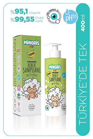 Minoris Baby Organik Saç ve Vücut Şampuanı Sülfat ve Parfüm içermez Vegan 400ml