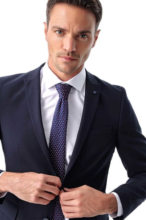 Erkek Lacivert Slim Fit Basic 6 Drop Takım Elbise