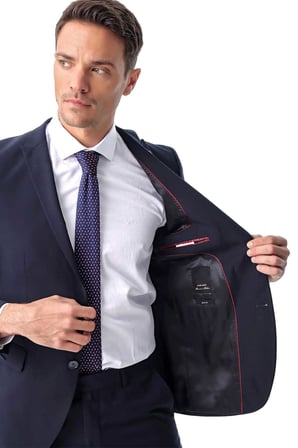 Erkek Lacivert Slim Fit Basic 6 Drop Takım Elbise