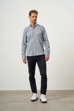 Slim Fit Düğmeli Yaka Oxford Kolay Ütülenebilir Pamuklu HEDİYE KUTULU Uzun Kollu Gömlek