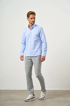 Slim Fit Düğmeli Yaka Oxford Kolay Ütülenebilir Pamuklu HEDİYE KUTULU Uzun Kollu Gömlek