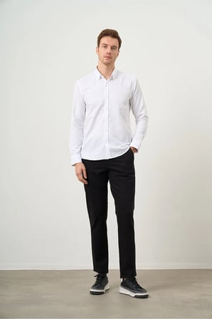 Slim Fit Düğmeli Yaka Oxford Kolay Ütülenebilir Pamuklu HEDİYE KUTULU Uzun Kollu Gömlek
