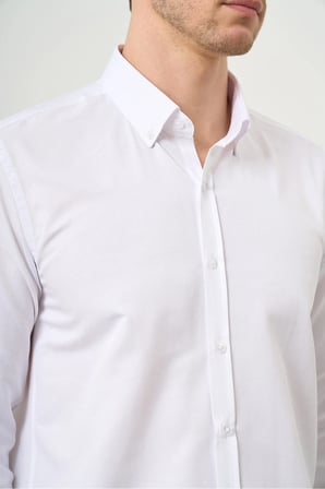 Slim Fit Düğmeli Yaka Oxford Kolay Ütülenebilir Pamuklu HEDİYE KUTULU Uzun Kollu Gömlek