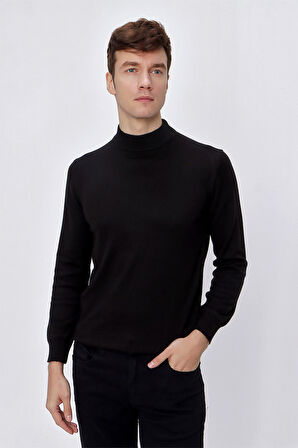 Basic Dinamik Fit Rahat Kesim Yarım Balıkçı Yaka Triko Kazak