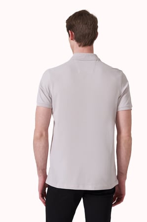 Gri Basic Düz %100 Pamuk Slim Fit Kısa Kollu  Polo Yaka Erkek Tişört