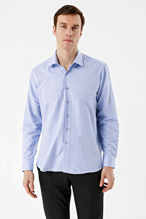 Slim Fit Düz Sert Yaka Kolay Ütülenebilen (HEDİYE KUTULU) Uzun Kollu Gömlek