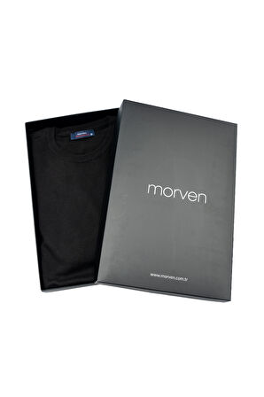 Siyah Basic Dinamik Fit Rahat Kesim Bisiklet Yaka HEDİYE KUTULU Triko Kazak