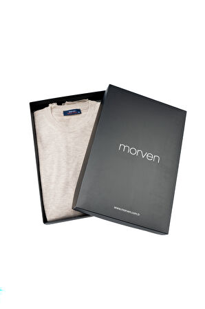 Bej Basic Dinamik Fit Rahat Kesim Bisiklet Yaka HEDİYE KUTULU Triko Kazak